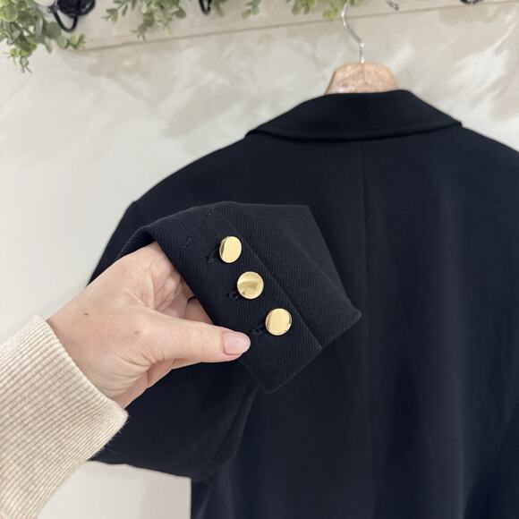 Loft Blazer Ponte Knit Gold Button Blazer Corporate Professional Size 14 KD - Picture 4 of 4